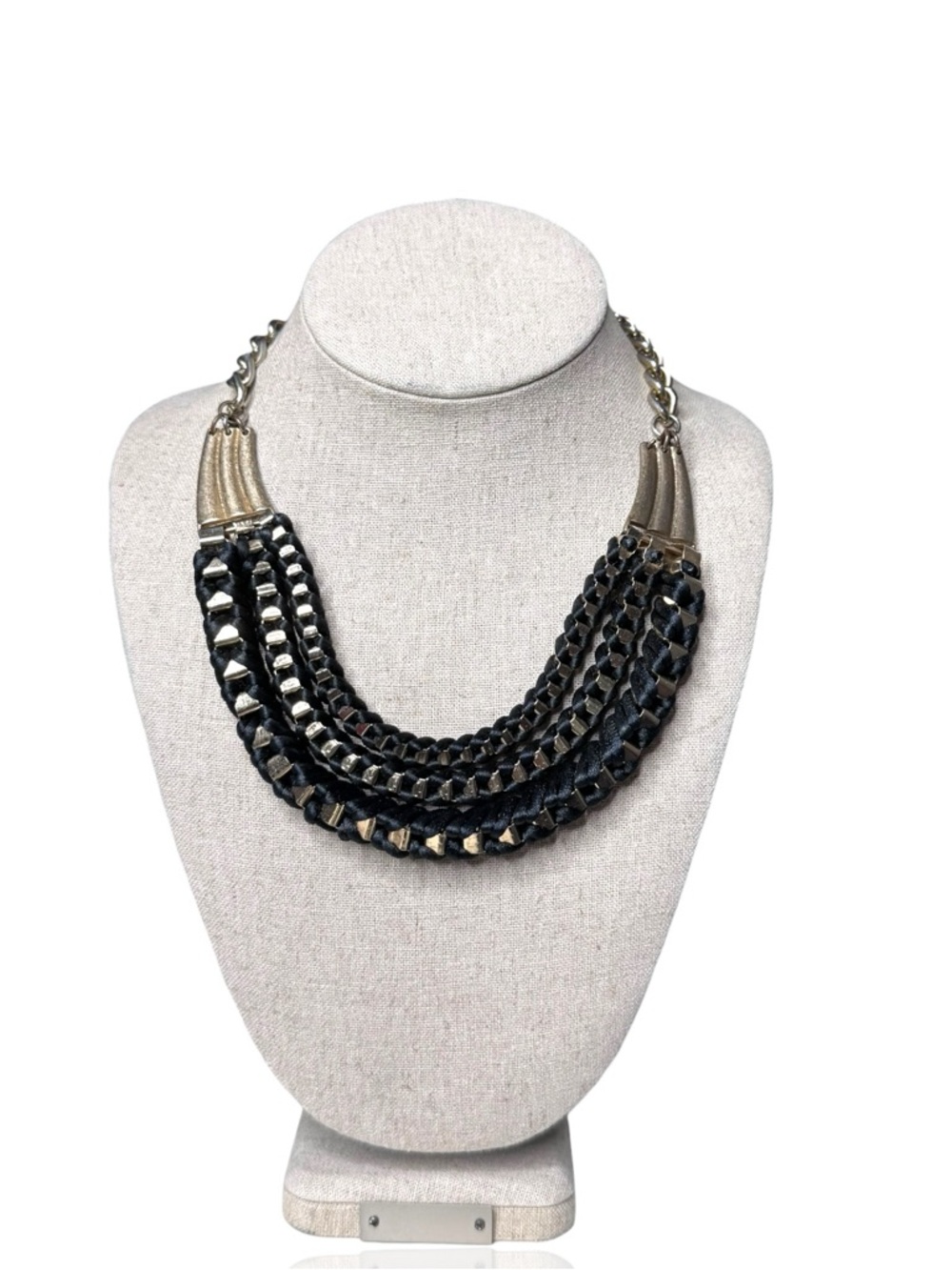 Mika Black and Gold Multi-Strand Braided Necklace